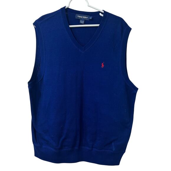 Polo Ralph Lauren Golf Vintage Mens Sz Large Blue Sweater Vest Preppy Logo - Picture 1 of 6